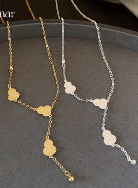 复古新中式简约葫芦流苏项链