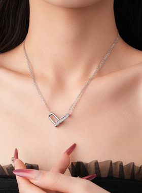 韩系精致锆石马蹄项链