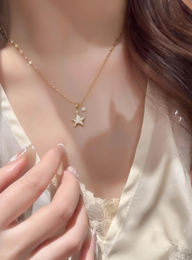 锆石星星吊坠项链甜酷锁骨链