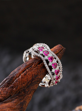 时尚超闪满钻锆石可调节开口戒指