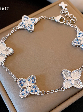 法式精致锆石褶皱花朵手链