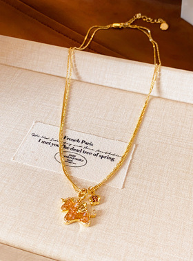 红色滴油爱心本命年小马项链