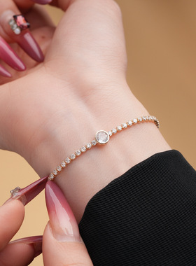 18k金电镀超闪锆石圆形卡扣手链