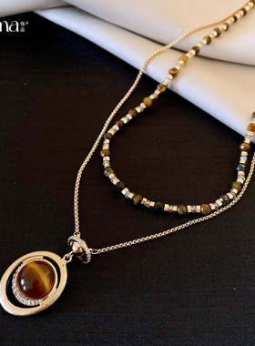 美拉德椭圆串珠项链轻奢小众