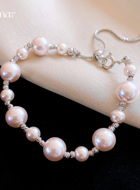 韩国甜美气质镶钻圆形珍珠手链