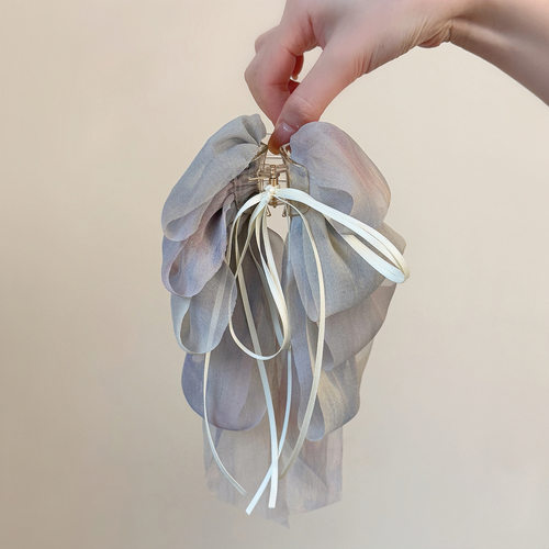 French Bow Clip, Satin Ribbon Half Up Hair Claw - 图2
