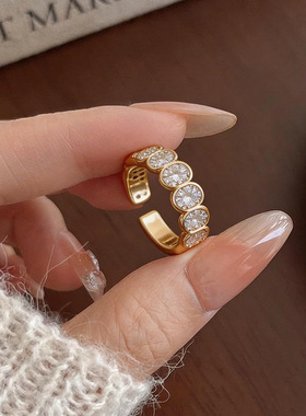 超闪锆石圆形开口戒指指环