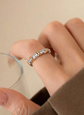 韩系简约超闪锆石字母X开口戒指