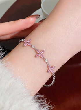 复古风精致锆石花朵抽拉式手链