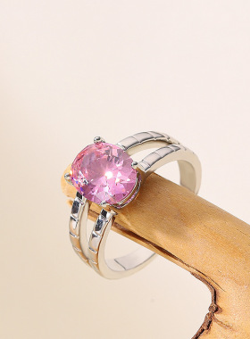 简约镶鸽子蛋锆石可调节开口戒指