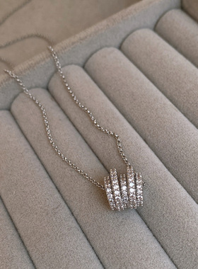 锆石多层圆形项链小众气质毛衣链