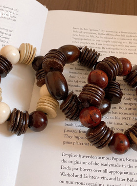 复古民族风圆形木质手链