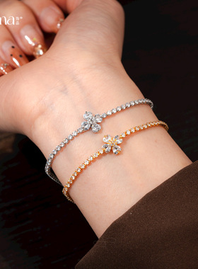 欧美简约锆石花朵手链
