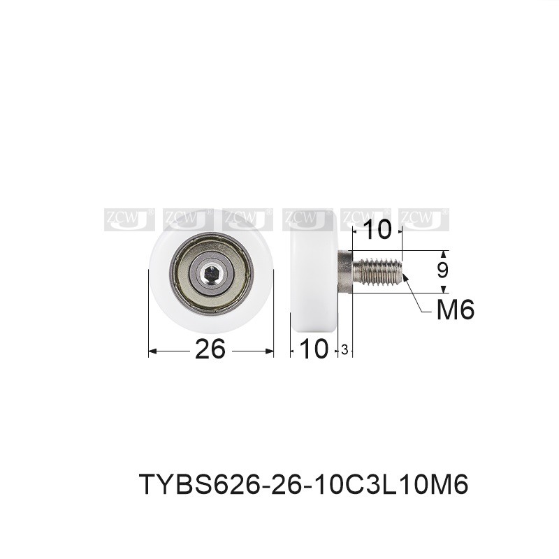 6*26*10微型轴承626包胶滚轮尼龙轮塑料轮沐浴房滑轮内径6动滑轮 - 图1