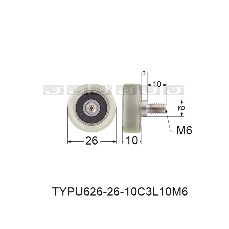 高品质PU626包胶轴承滑轮滚轮聚氨酯静音耐磨内径6*26*10mm直销 - 图1