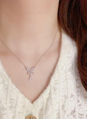 小众设计感微镶锆石蝴蝶水滴项链轻奢时尚颈链精致百搭锁骨链