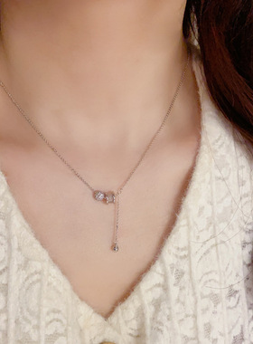 小众设计感轻奢精致感猫眼石滚轮项链时尚个性气质锁骨链