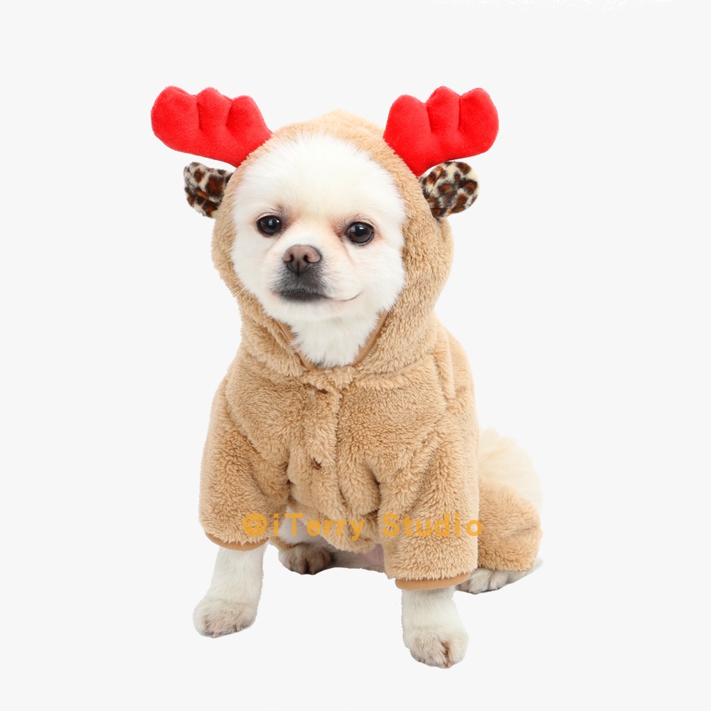 [现货]韩国冬季狗狗保暖圣诞款大码四脚衣比熊服饰 - 图1