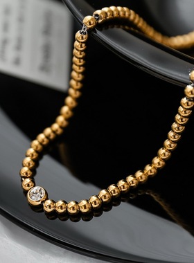 小众高级金色水晶串珠手链