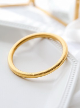 雾面金色古法传承实心小众手镯