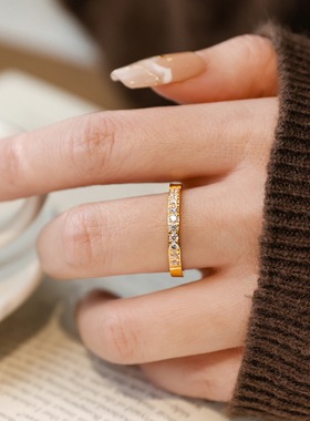 不掉色轻奢满钻锆石戒指女百搭