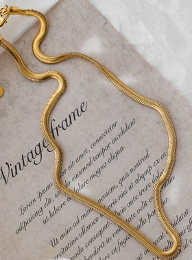 不掉色~意大利镀18K金软蛇骨链锁骨项链女毛衣链长款高级感小众