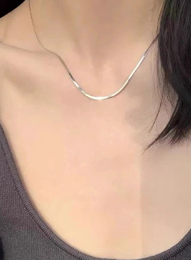 不掉色！设计感极简轻奢小众银色颈链高级蛇骨链女夏项链锁骨链