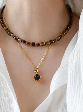 小众欧美复古高级感天然串珠项链