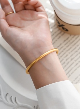 沙金镀18K金雾面磨砂手镯