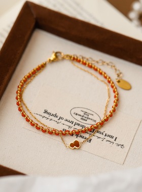 不掉色新年红绳双层葫芦手链