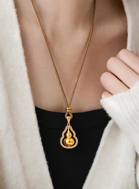 古法沙金轻奢新款旋转葫芦毛衣链