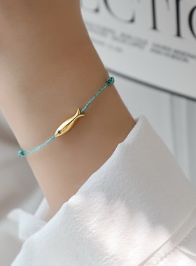 新年本命年镀18K金锦鲤小鱼手链手绳红绳新款小众高级ins风礼物