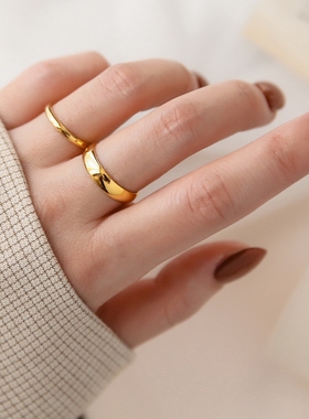 不掉色复古欧美风百搭细款戒指