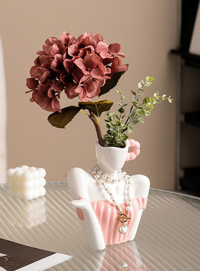 批发ins摆件艺术小众人体锁骨陶瓷花器花瓶玄关桌面客厅家居装饰