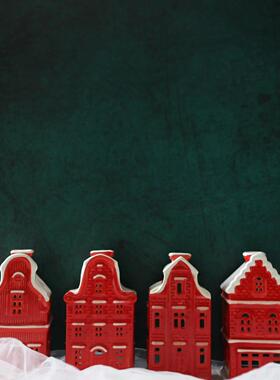 节日系列圣诞小号圣诞闪粉饰小屋形装饰品客厅装饰小摆件圣诞氛围