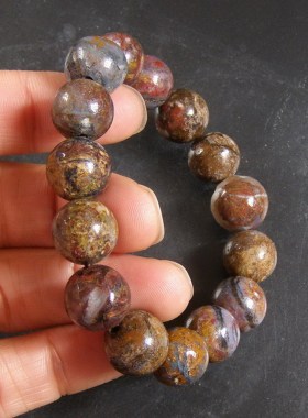 宝石小屋纯天然彼得石圆珠手链周长168毫米/虎晶散珠13mm/虎睛45