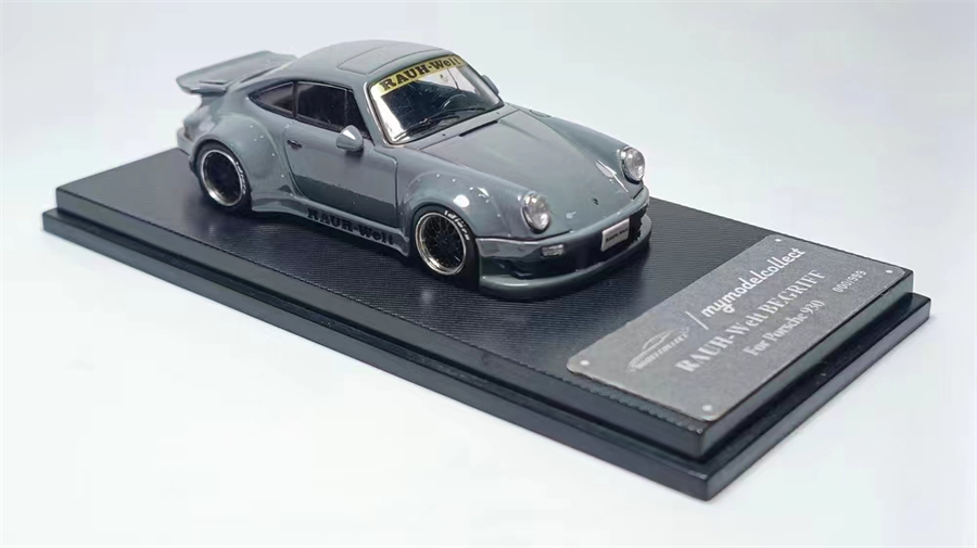 现货|水泥灰 RWB 930鲸翼 MC 1/64 911合金宽体改装车模型收藏-图1