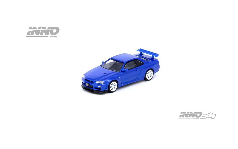 现货|SKYLINE GT-R R34 V-Spec II蓝色 INNO 1/64合金车模型-图0