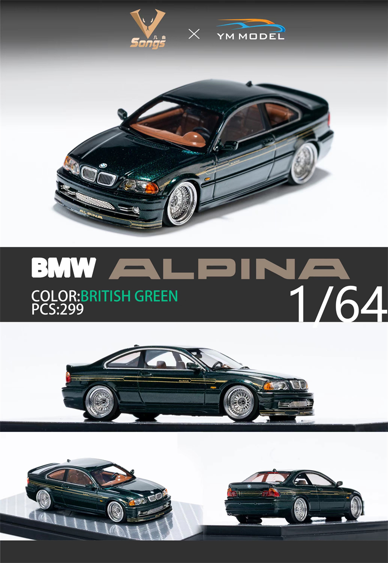 现货|英伦绿 BMW E46 ALPINA B3 YM model 1/64 宝马改装车模型 - 图0