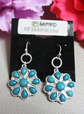 出口外贸饰品欧美时尚百搭宴会派对仿宝石花朵耳环项链