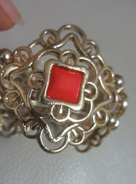 出口外贸饰品波西米亚风欧美时尚夸张镂空仿宝石金色弹力宽手镯