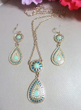 饰品欧美宴会派对水滴形吊坠项链