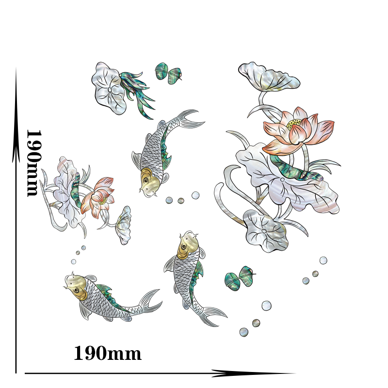 上海大盟水移画仿螺钿贴纸喜鹊登梅鱼戏莲花鸟鸣涧景德镇仿古磁盘