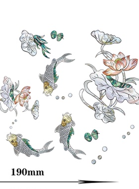 上海大盟水移画仿螺钿贴纸喜鹊登梅鱼戏莲花鸟鸣涧景德镇仿古磁盘