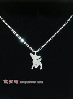 纯银森林系糜鹿磨砂两色入项链