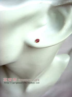 胭脂扣s925纯银镀金玫瑰色石榴石