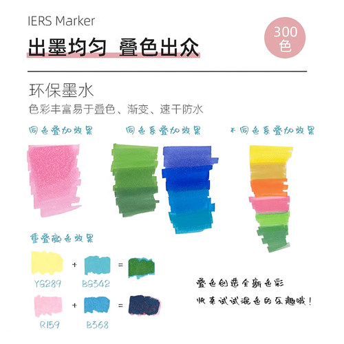 艾尔斯IERS软头马克笔速干手绘动漫设计艺考套装300色单支106BR - 图2