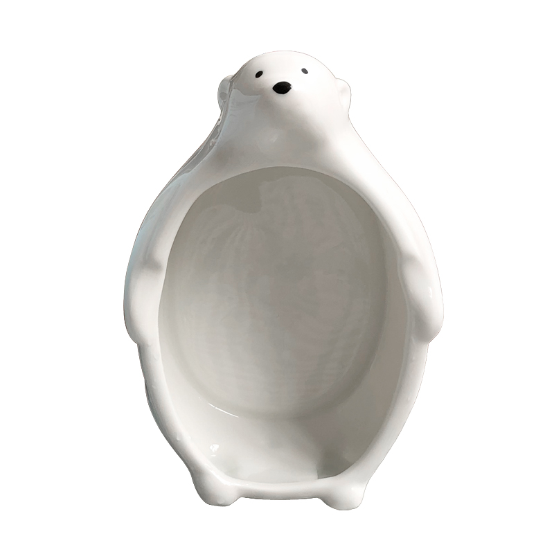 白瓷北极熊笔洗涮笔筒水彩美术大容量陶瓷洗笔桶日式白熊沙拉碗 - 图3