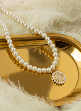 猫眼石珍珠项链仙气百搭甜美轻奢