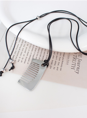 钛钢小梳子吊坠项链长款